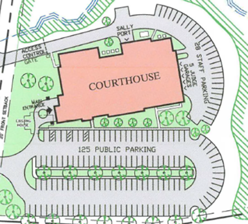 Drawing of proposed Hancock Judicial Center site